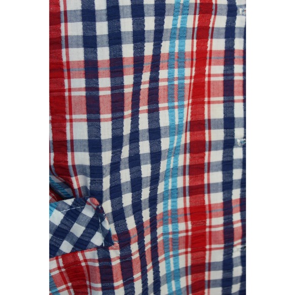 Vintage 70s Lightweight Plaid Seersucker Blazer - Picture 6 of 8